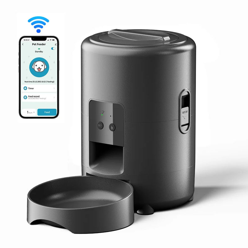 Petavista Alimentador Automático para Gatos Pet Smart WiFi Dispensador de Ração com Controle Remoto Alimentador Automático para Gatos Cachorros Acessórios para Alimentos Secos