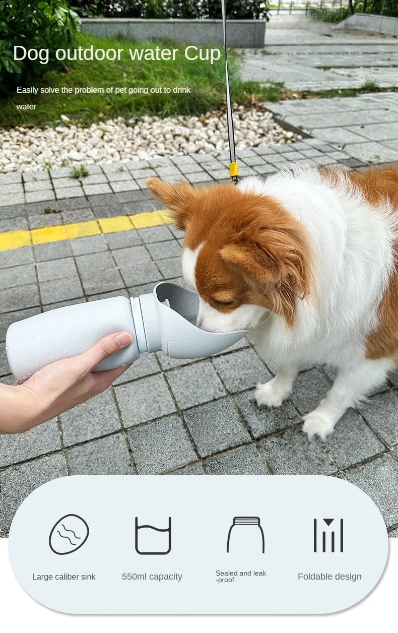 Garrafa de água para cães de silicone ao ar livre, garrafa de água para viagem de cães dobrável, garrafa de água portátil leve para cães, fácil de limpar