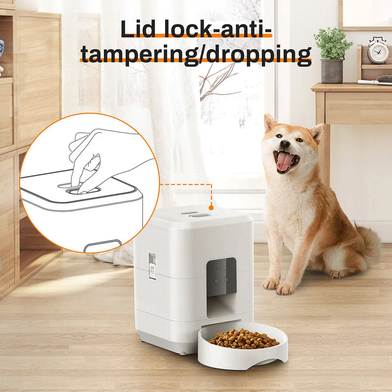 Petavista Alimentador Automático para Gatos Pet Smart WiFi Dispensador de Ração com Controle Remoto Alimentador Automático para Gatos Cachorros Acessórios para Alimentos Secos