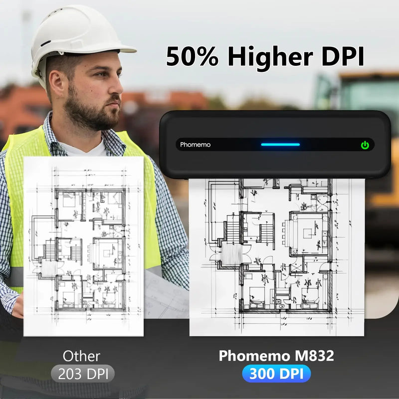 Impressora sem tinta M832 Impressora portátil sem fio Bluetooth Impressora térmica Suporte Carta A4 5-Tamanho Papel térmico Impressora móvel